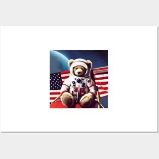 Teddy in a Space suit on the Moon Posters and Art